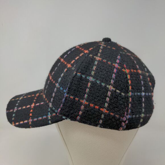 BP Women's Strapback Hat Black Rainbow Striped Adjustable Knit Pattern - Picture 4 of 11